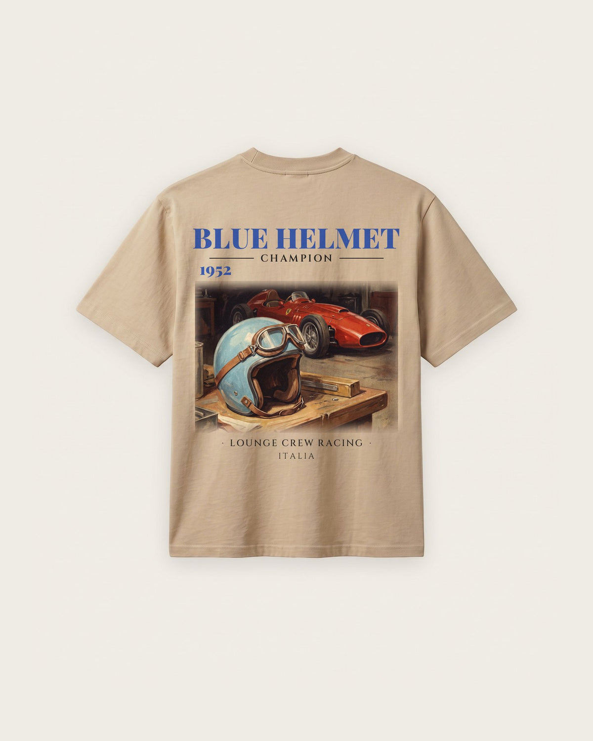 Camiseta “Blue Helmet 1952” — Areia — regular