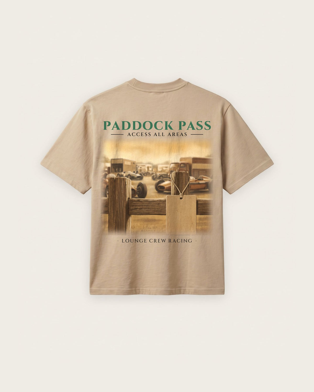 Camiseta “Paddock Pass” — Areia — regular
