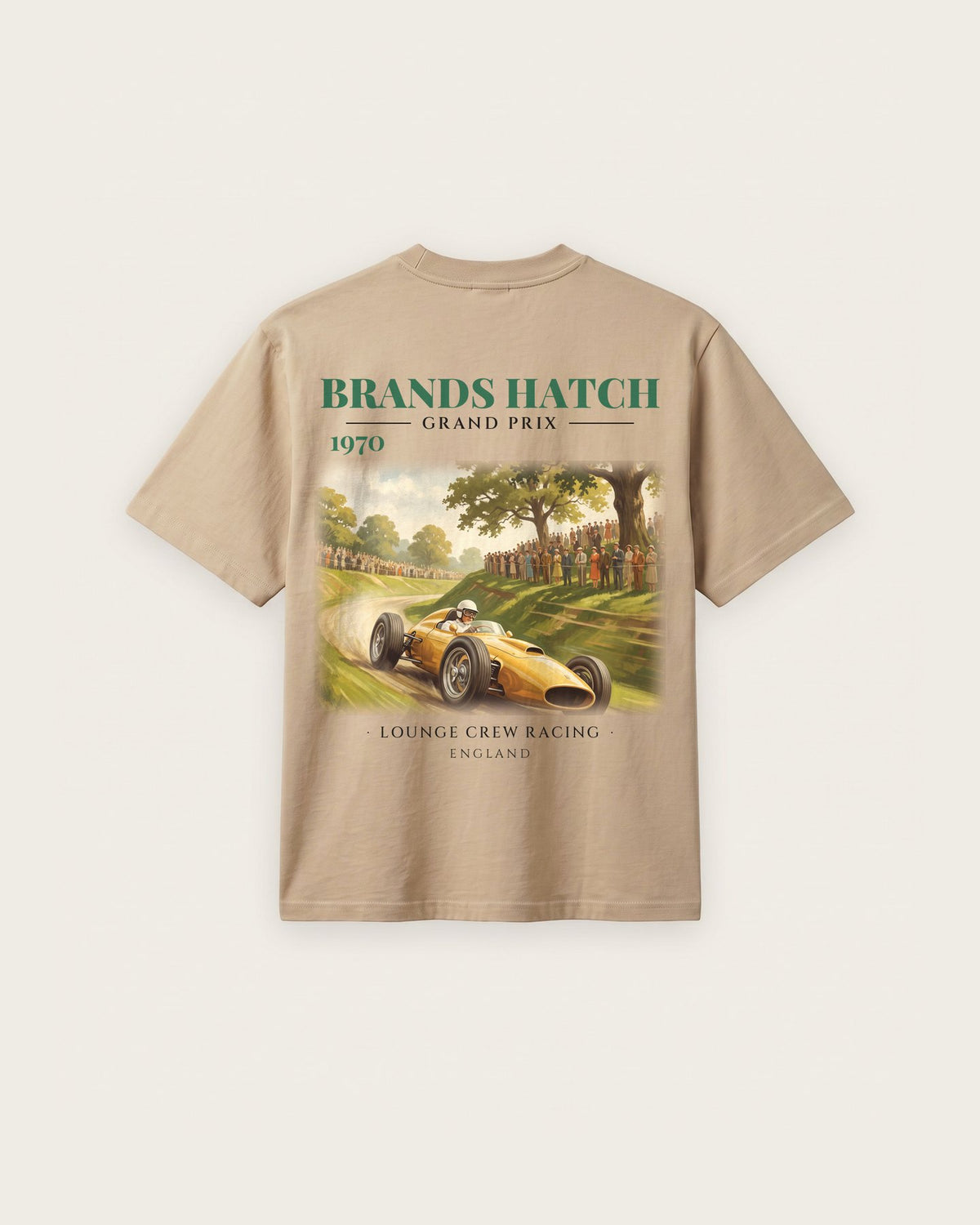 Camiseta “Brands Hatch Grand Prix 1970” — Areia — regular