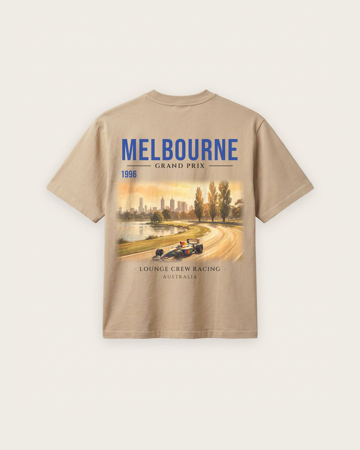 Camiseta “Melbourne 1996” — Areia — regular