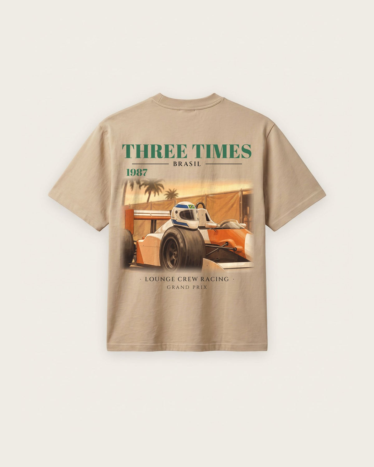 Camiseta “Three Times 1987” — Areia — regular