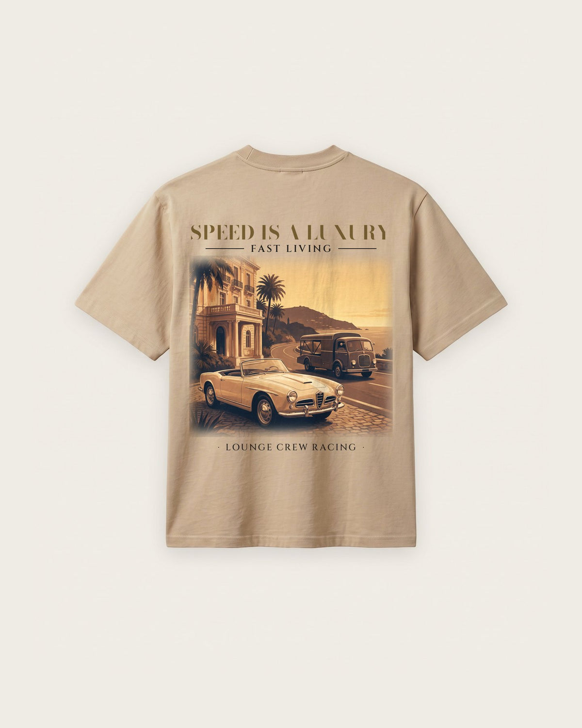 Camiseta “Speed Is a Luxury” — Areia — regular
