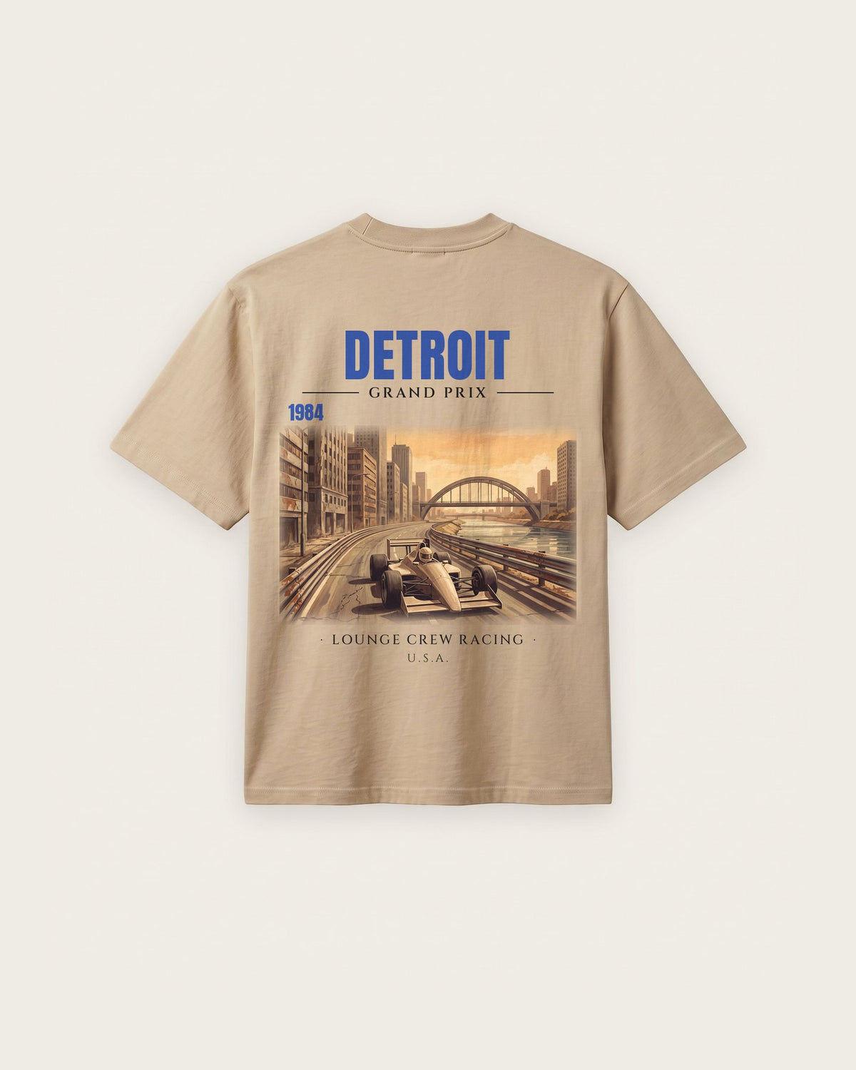 Camiseta “Detroit 1984” — Areia — regular