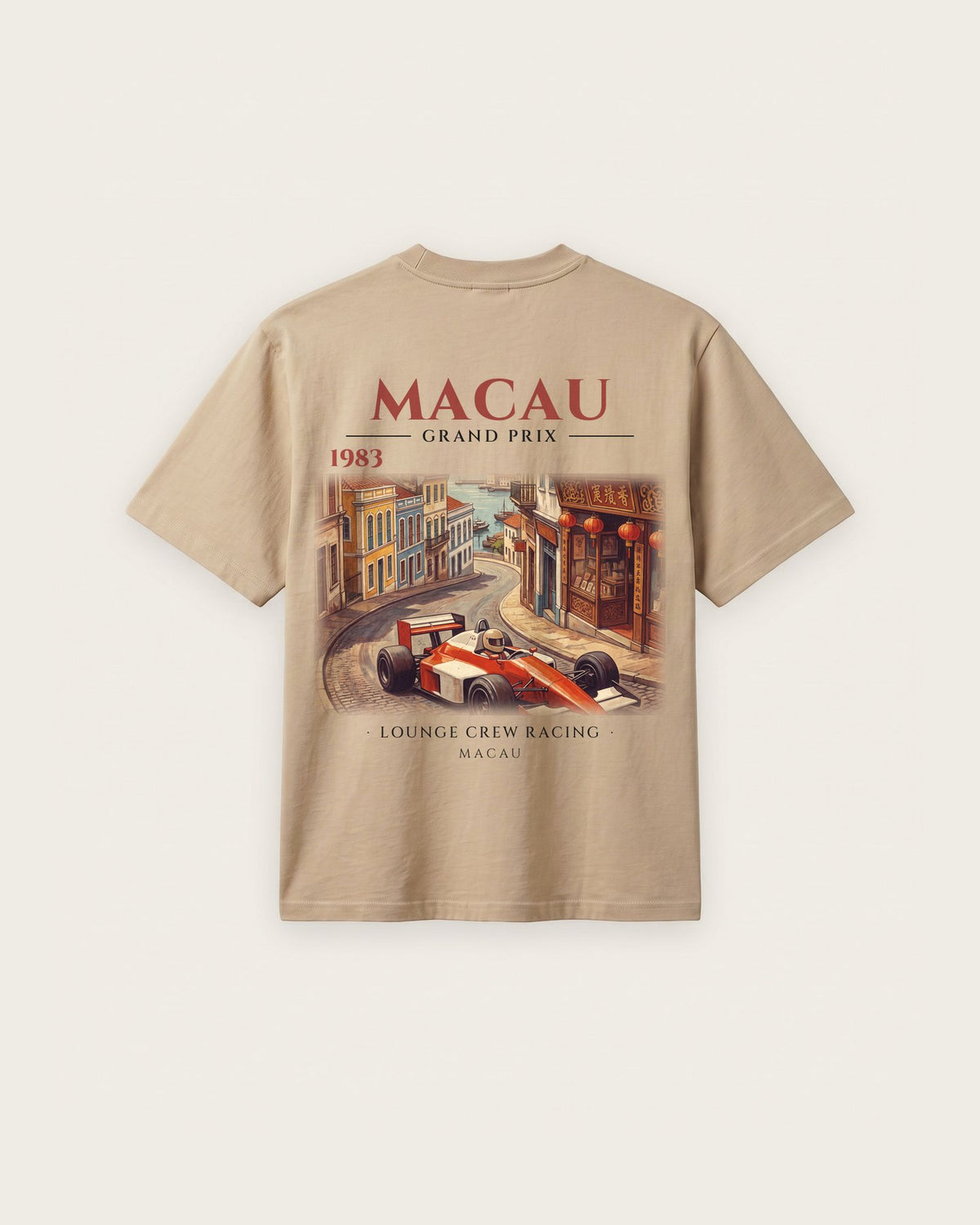 Camiseta “Macau 1983” — Areia — regular