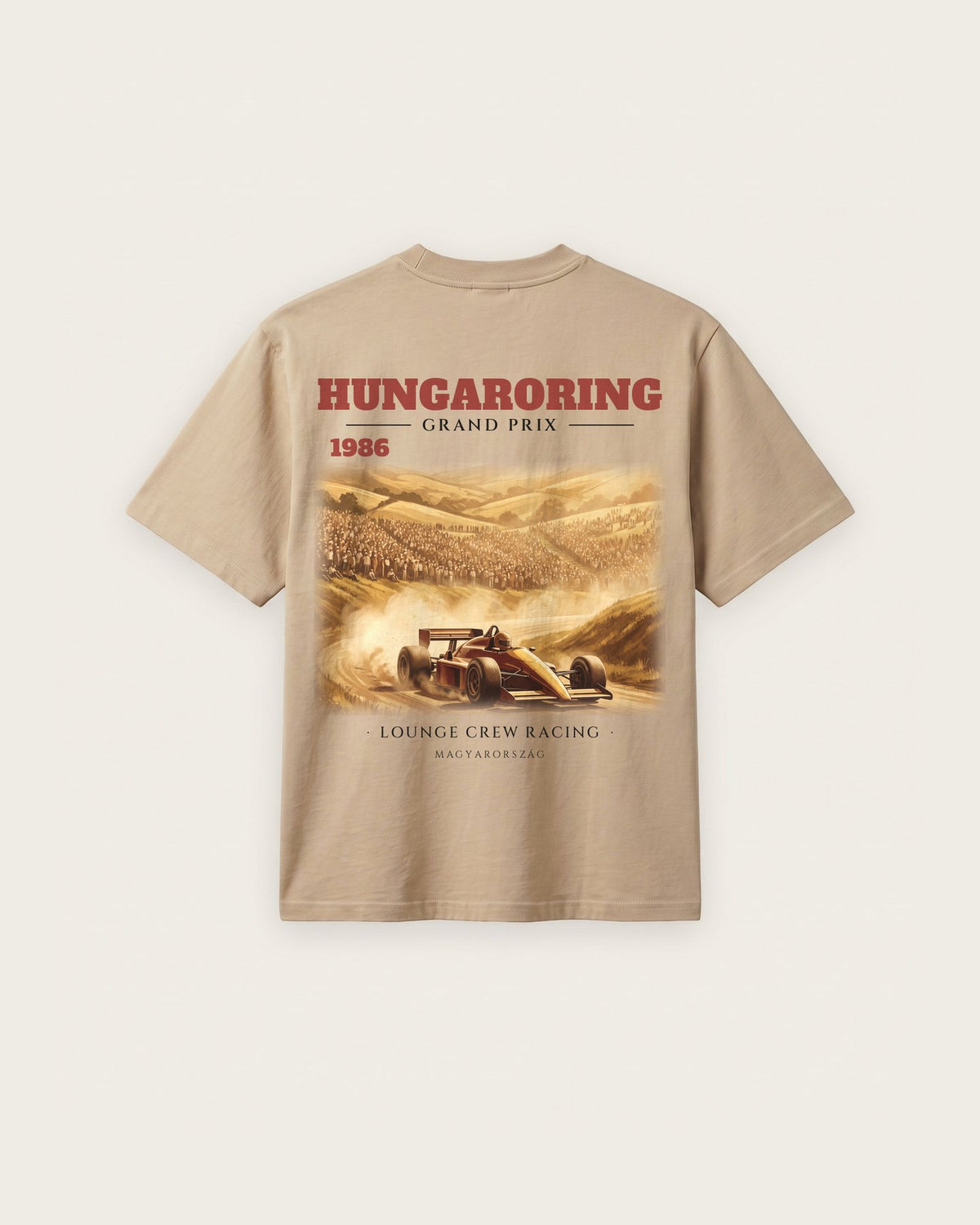 Camiseta “Hungaroring 1986” — Areia — regular