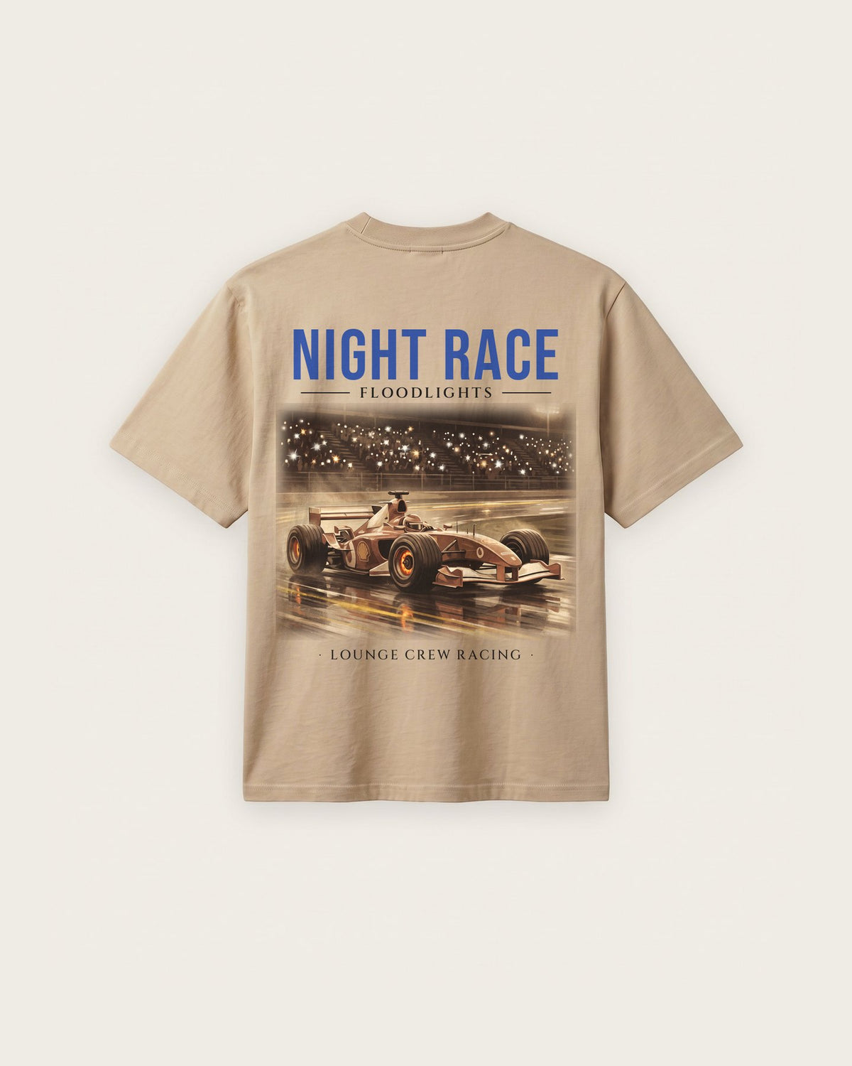 Camiseta “Night Race” — Areia — regular