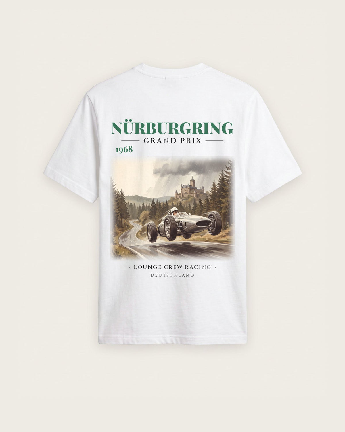 Camiseta “Nürburgring Grand Prix 1968” — Branco — regular
