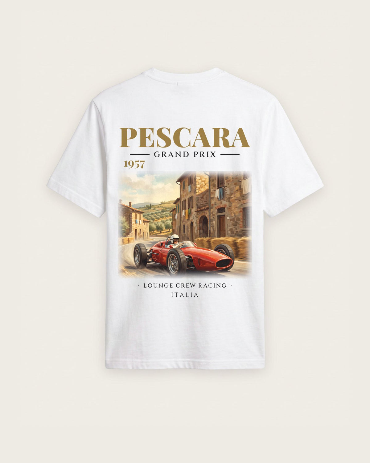 Camiseta “Pescara Grand Prix 1957” — Branco — regular