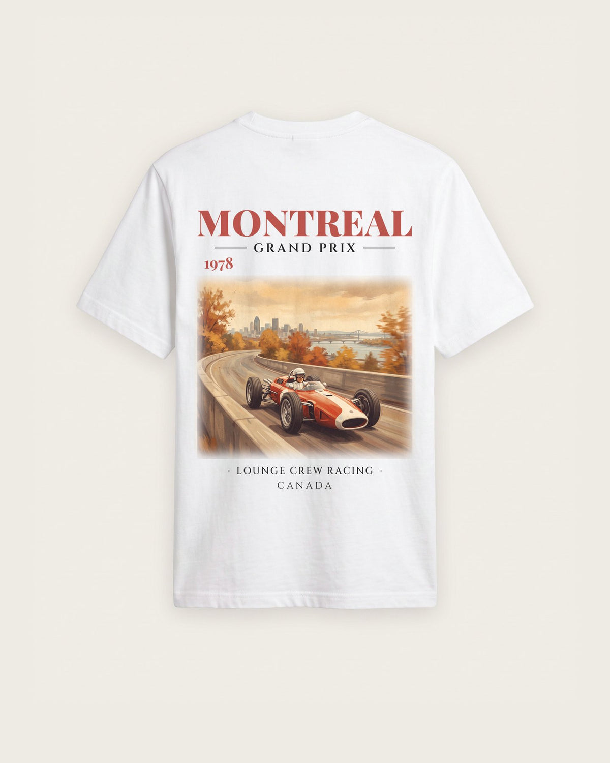 Camiseta “Montreal Grand Prix 1978” — Branco — regular