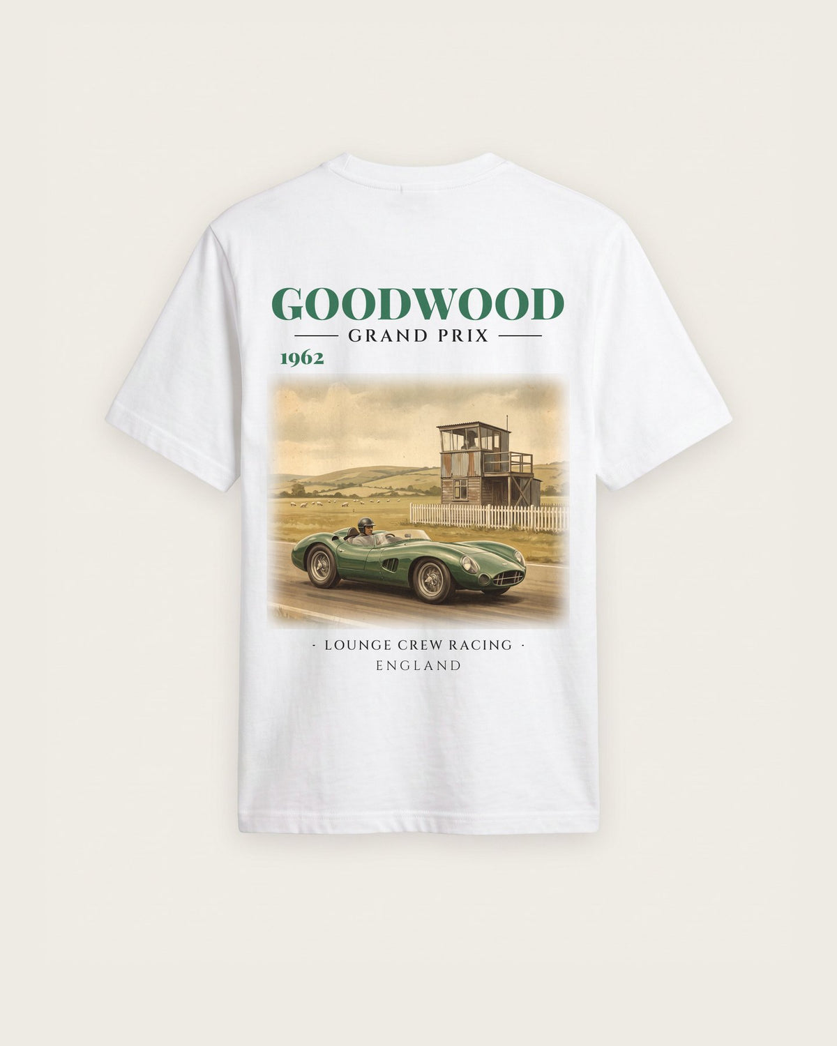 Camiseta “Goodwood 1962” — Branco — regular