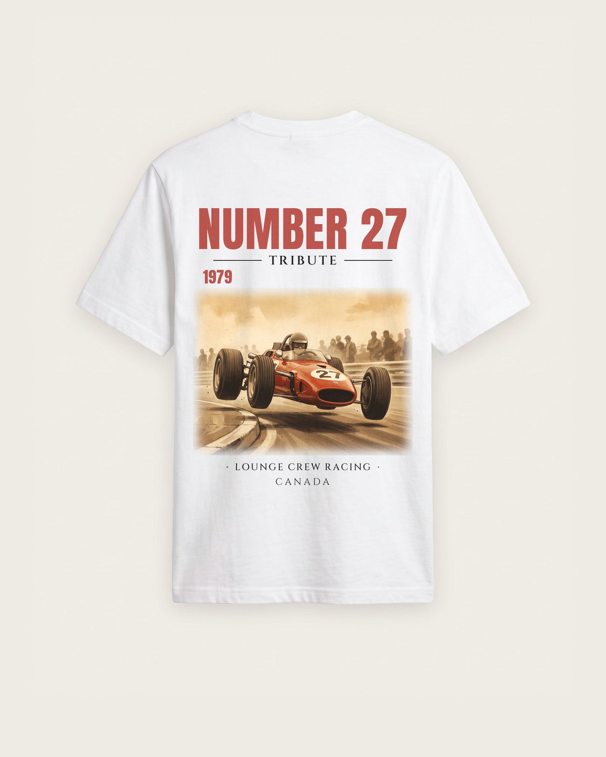 Camiseta “Number 27 · 1979” — Branco — regular
