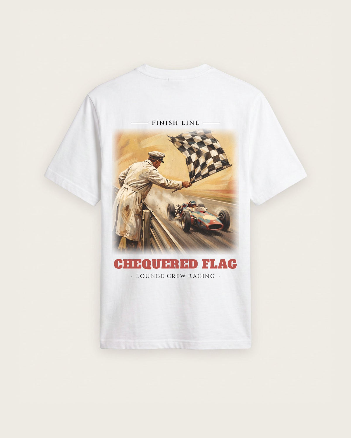 Camiseta “Chequered Flag” — Branco — regular