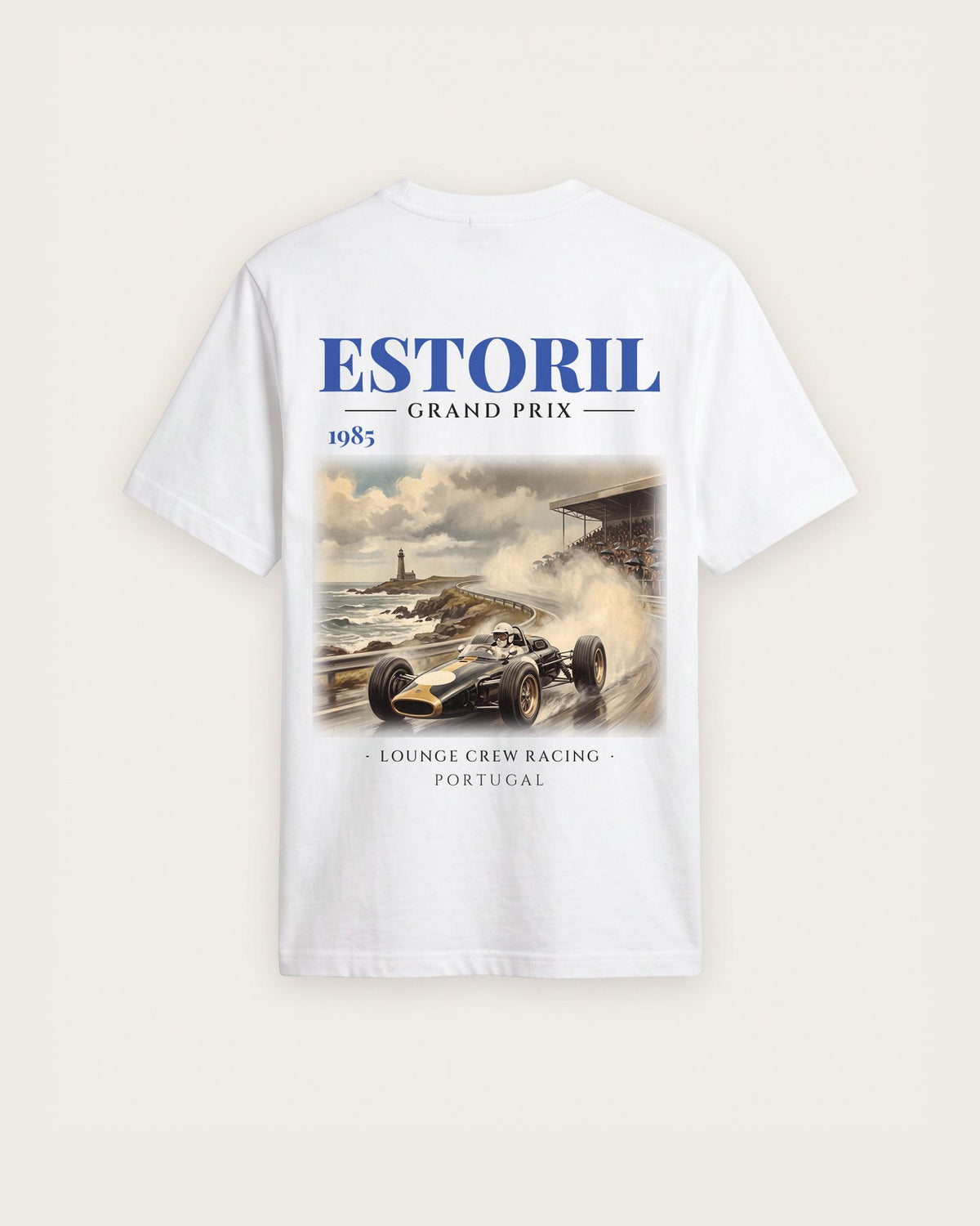Camiseta “Estoril Grand Prix 1985” — Branco — regular