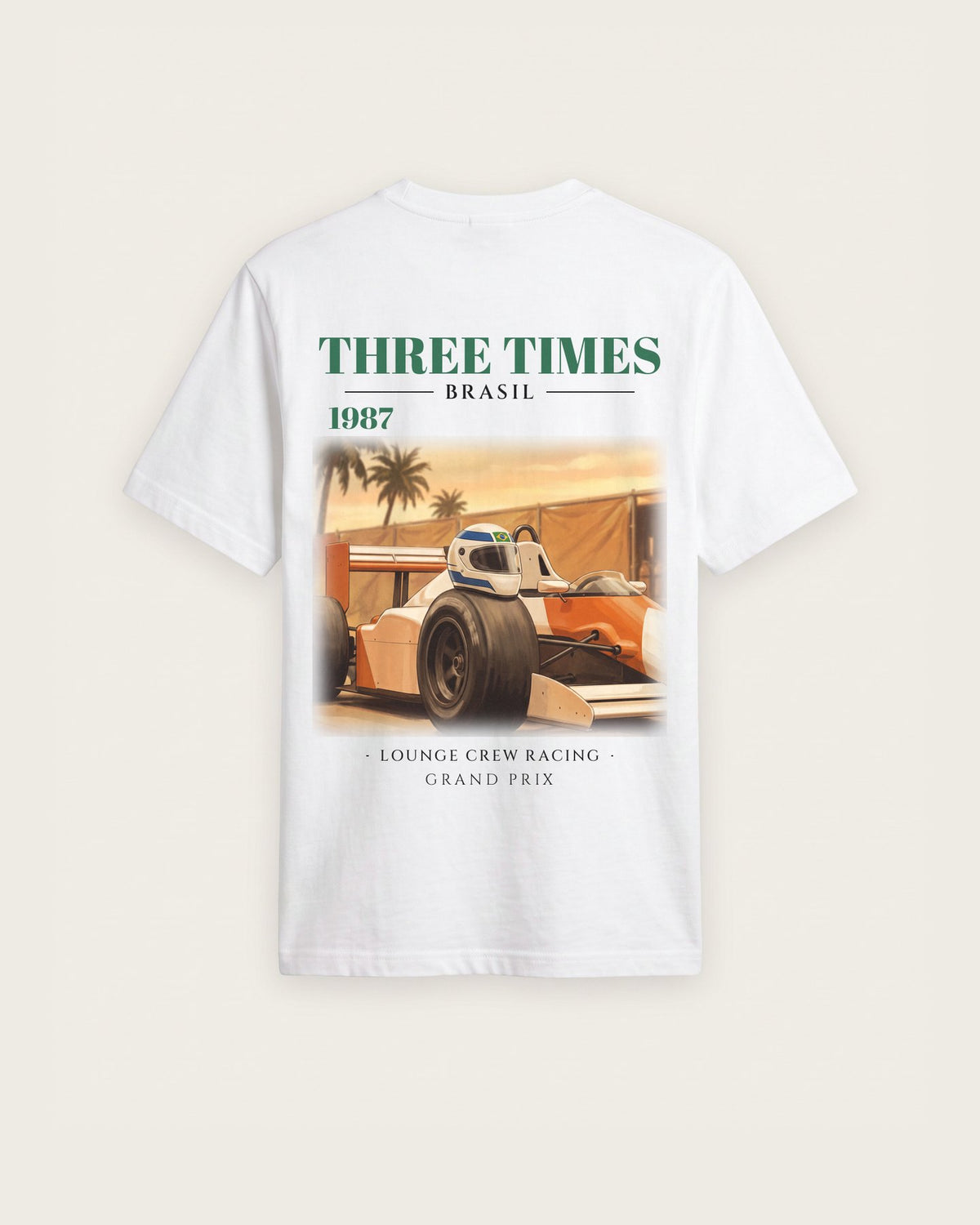 Camiseta “Three Times 1987” — Branco — regular