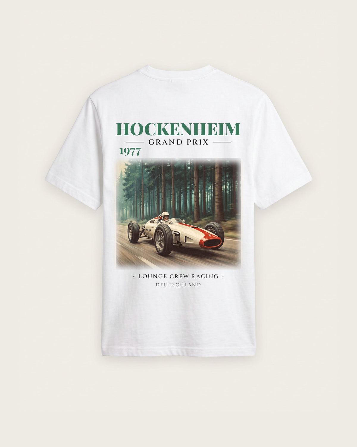 Camiseta “Hockenheim Grand Prix 1977” — Branco — regular