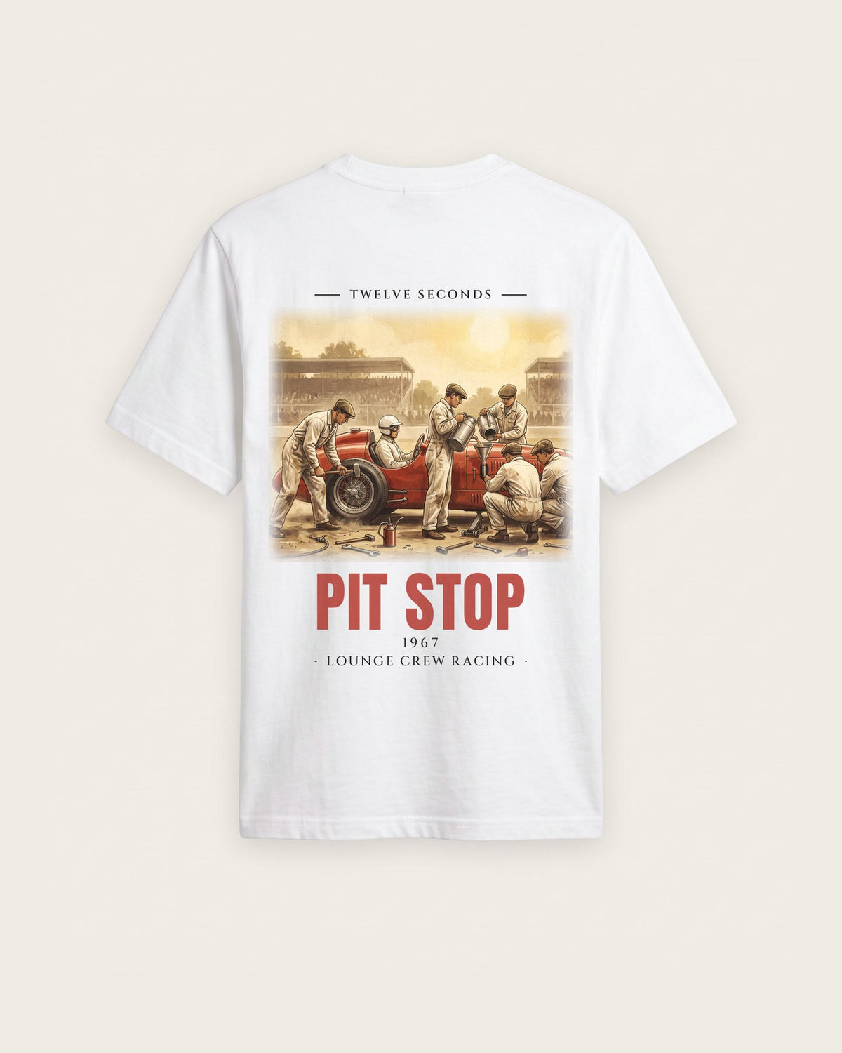 Camiseta “Pit Stop 1967” — Branco — regular