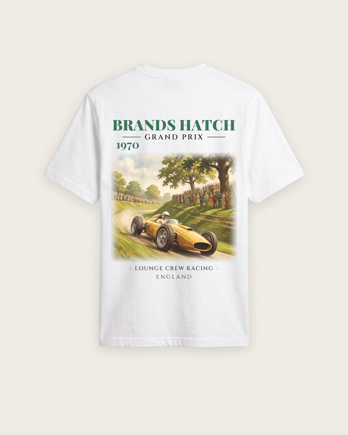 Camiseta “Brands Hatch Grand Prix 1970” — Branco — regular