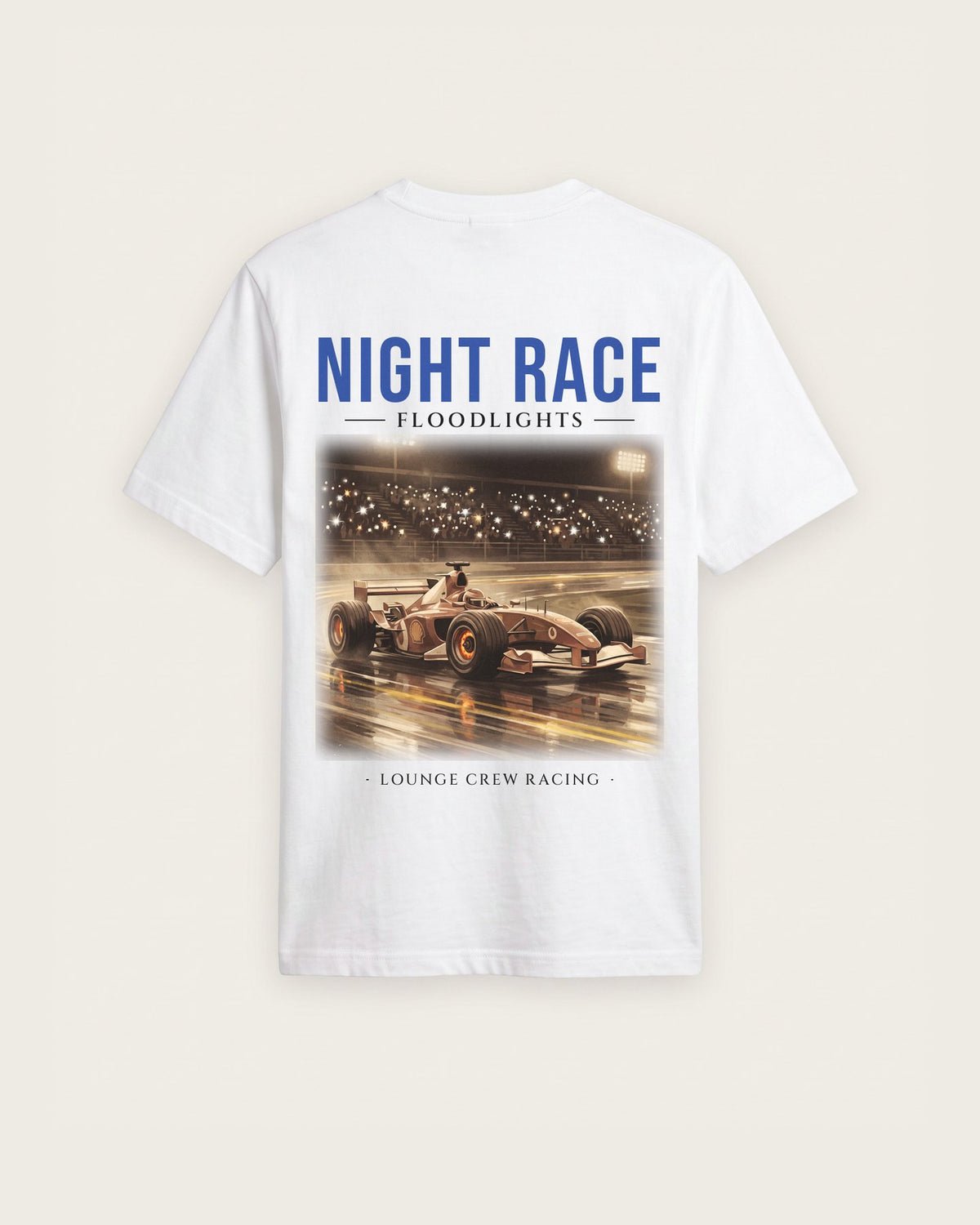 Camiseta “Night Race” — Branco — regular