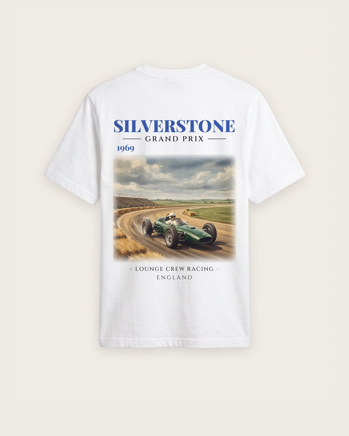 Camiseta “Silverstone Grand Prix 1969” — Branco — regular