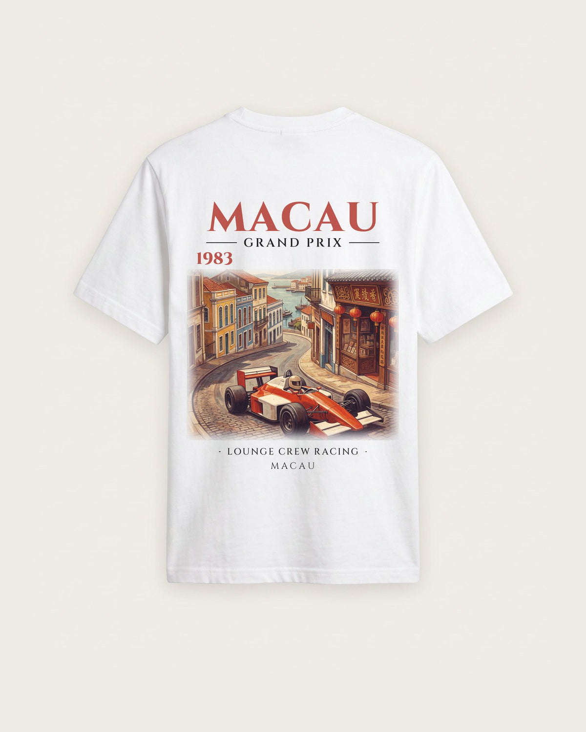 Camiseta “Macau 1983” — Branco — regular