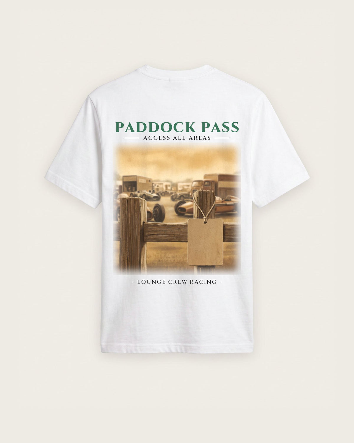 Camiseta “Paddock Pass” — Branco — regular