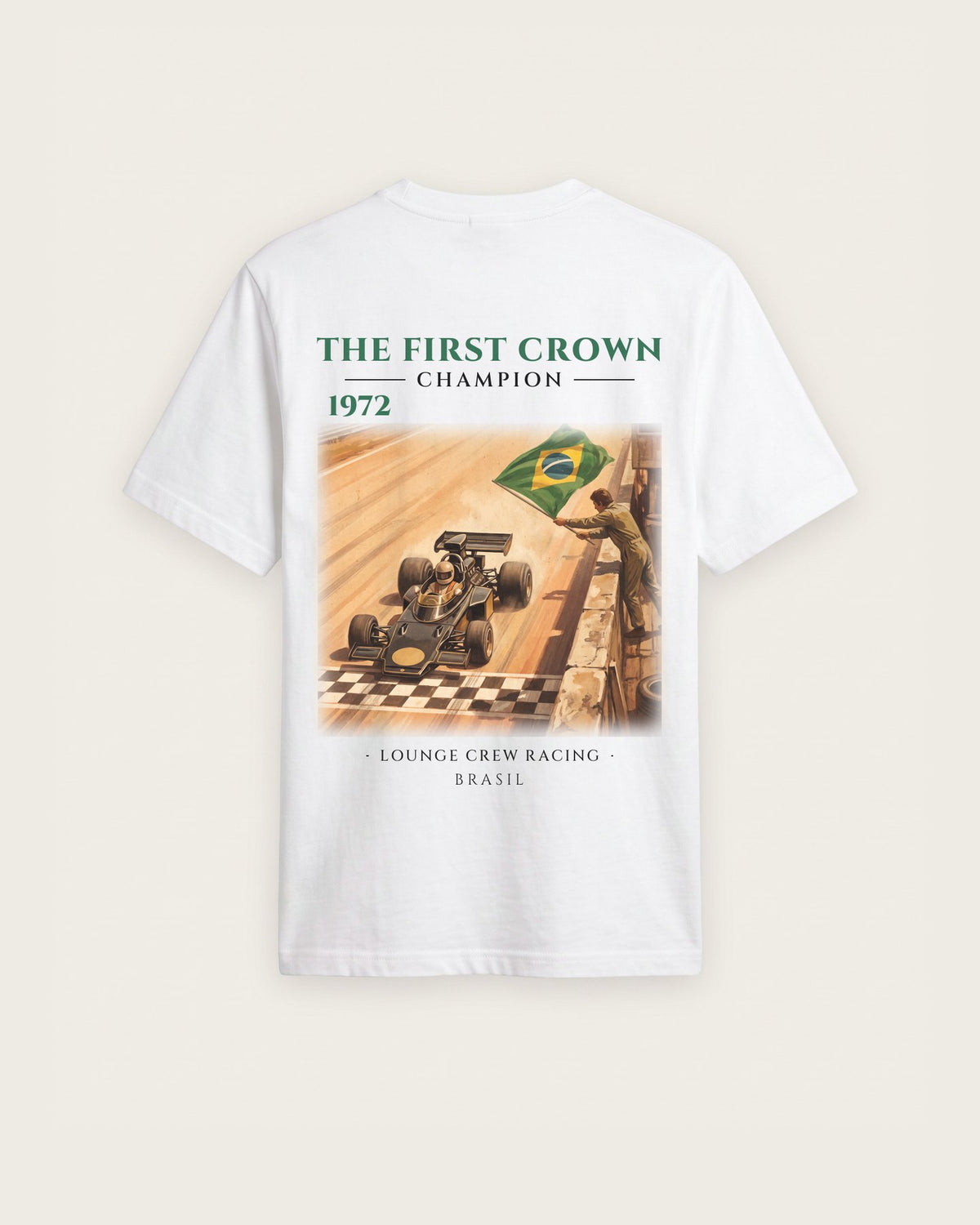Camiseta “The First Crown 1972” — Branco — regular