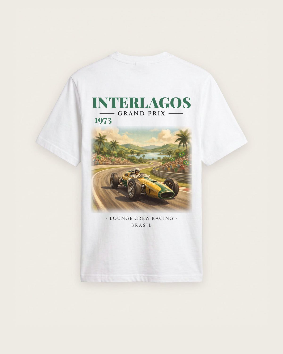Camiseta “Interlagos Grand Prix 1973” — Branco — regular