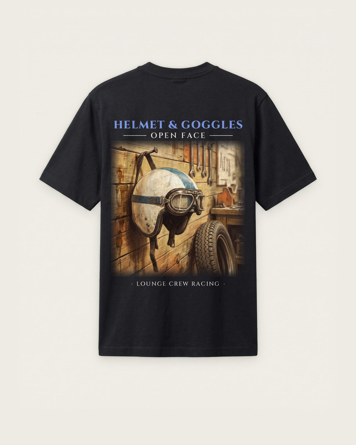 Camiseta “Helmet & Goggles” — Preto — regular