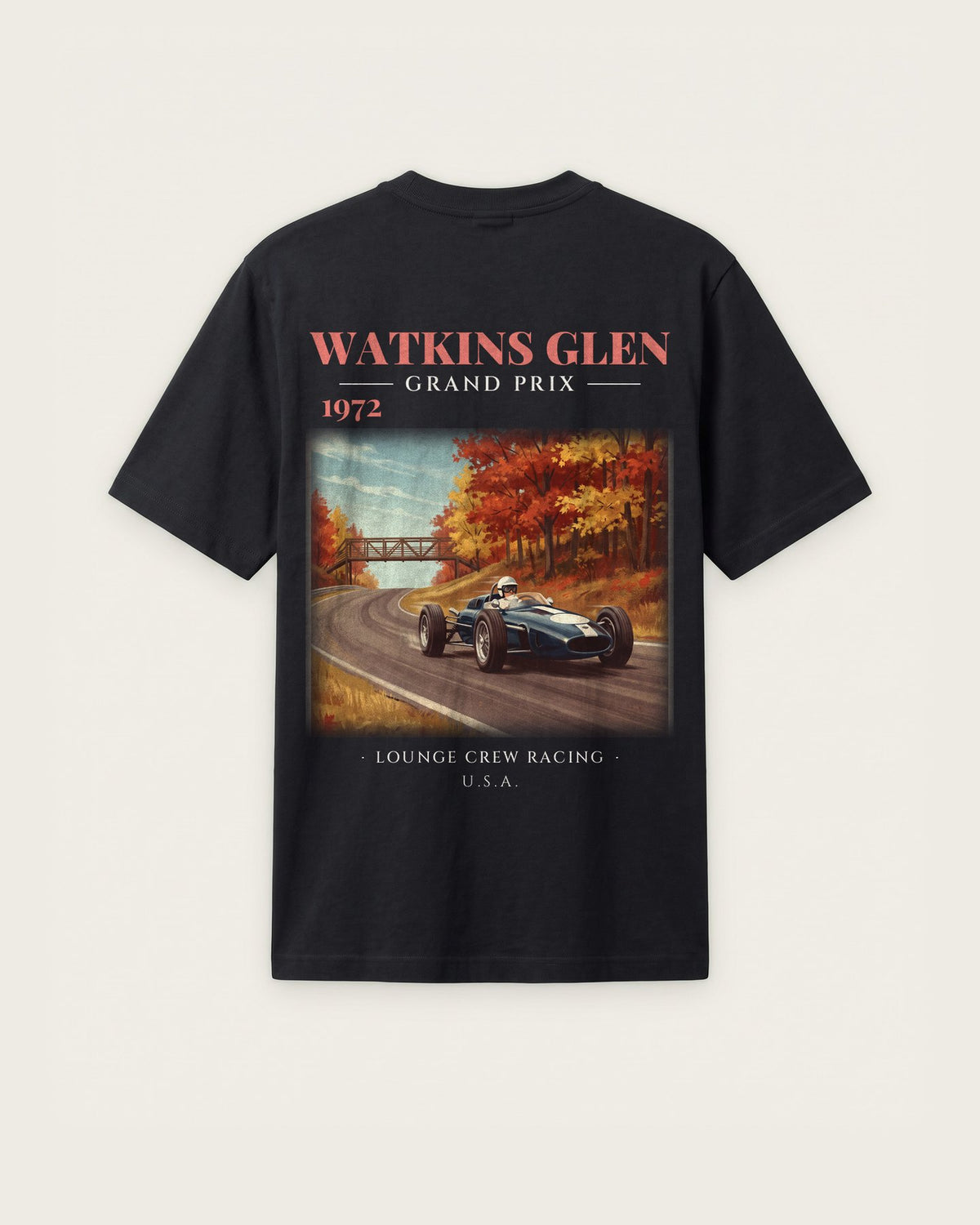 Camiseta “Watkins Glen Grand Prix 1972” — Preto — regular