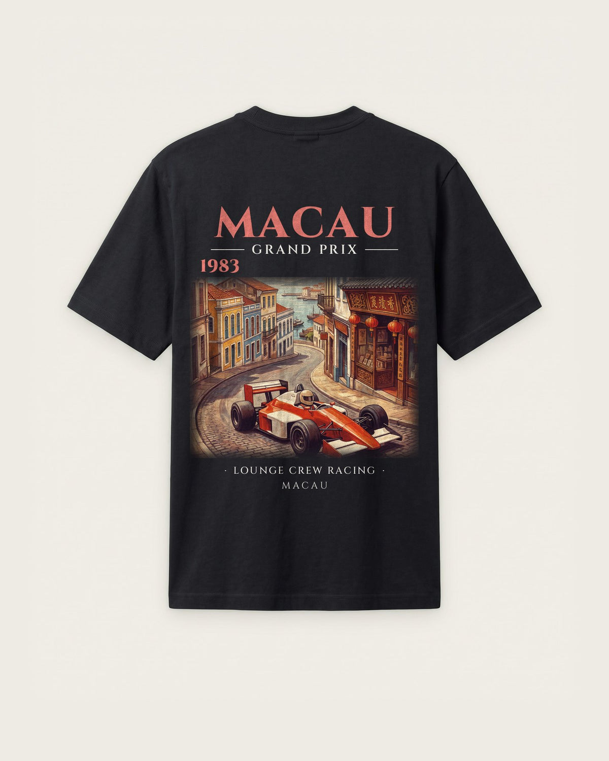 Camiseta “Macau 1983” — Preto — regular