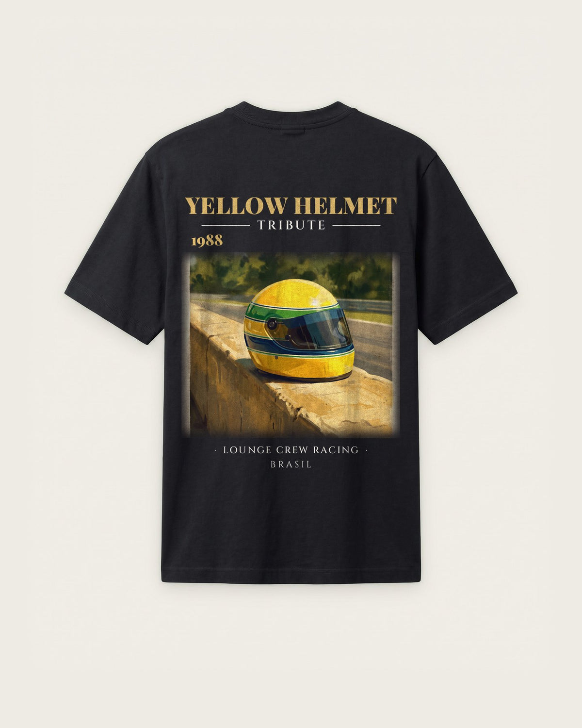 Camiseta “Yellow Helmet 1988” — Preto — regular