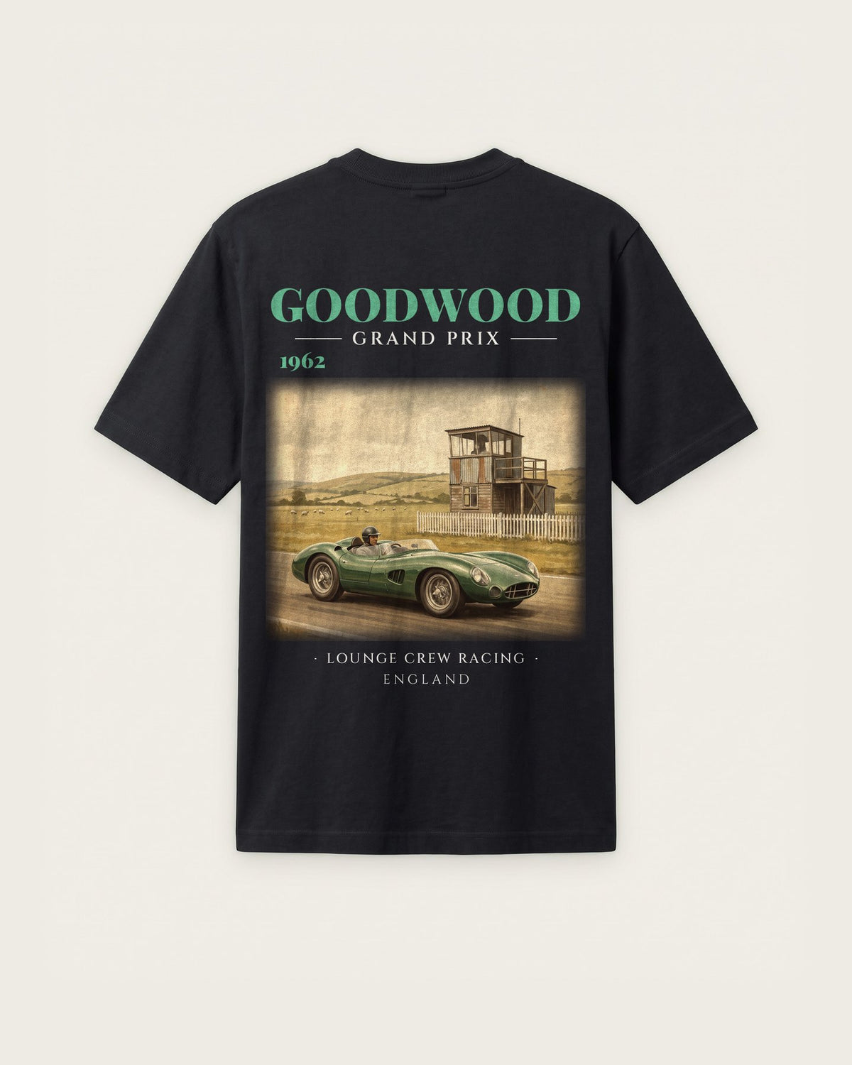 Camiseta “Goodwood 1962” — Preto — regular