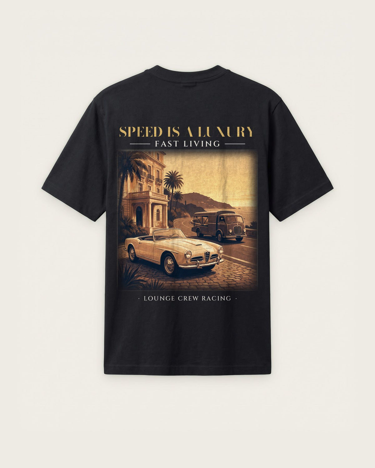 Camiseta “Speed Is a Luxury” — Preto — regular