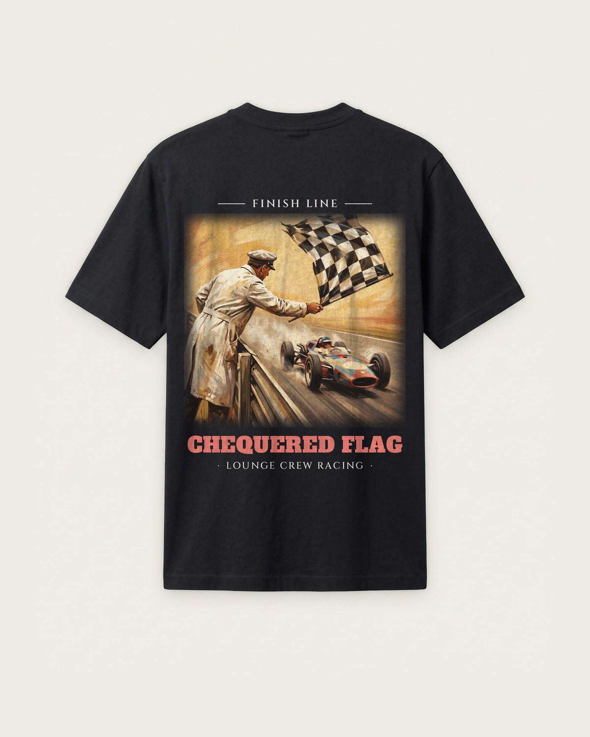 Camiseta “Chequered Flag” — Preto — regular