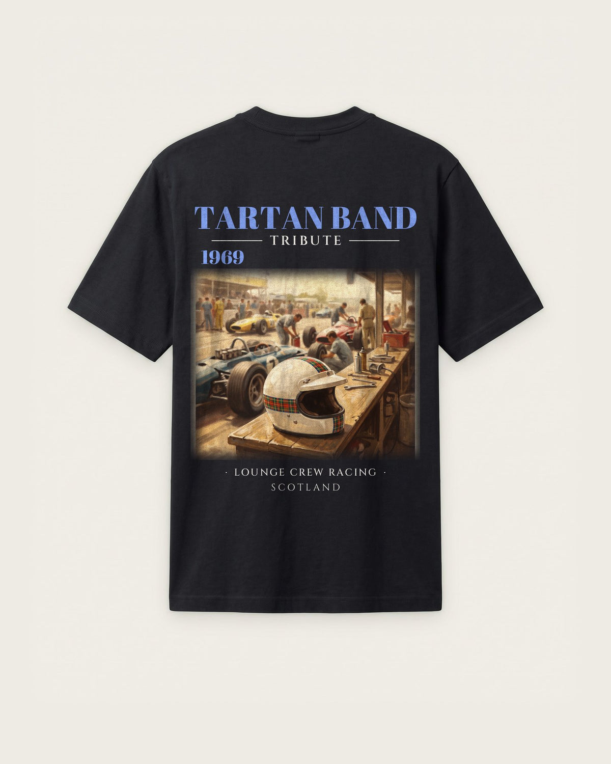 Camiseta “Tartan Band 1969” — Preto — regular