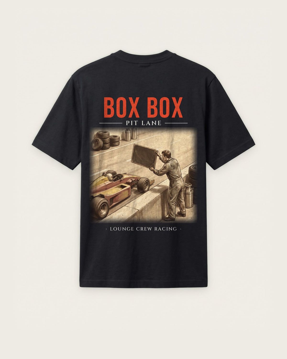 Camiseta “Box Box” — Preto — regular