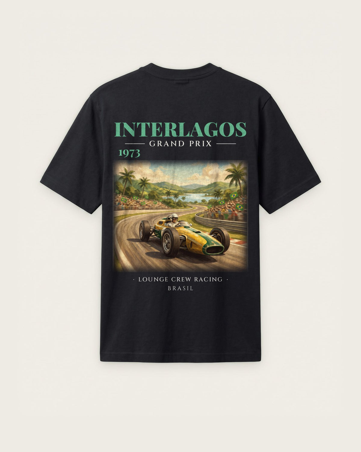 Camiseta “Interlagos Grand Prix 1973” — Preto — regular